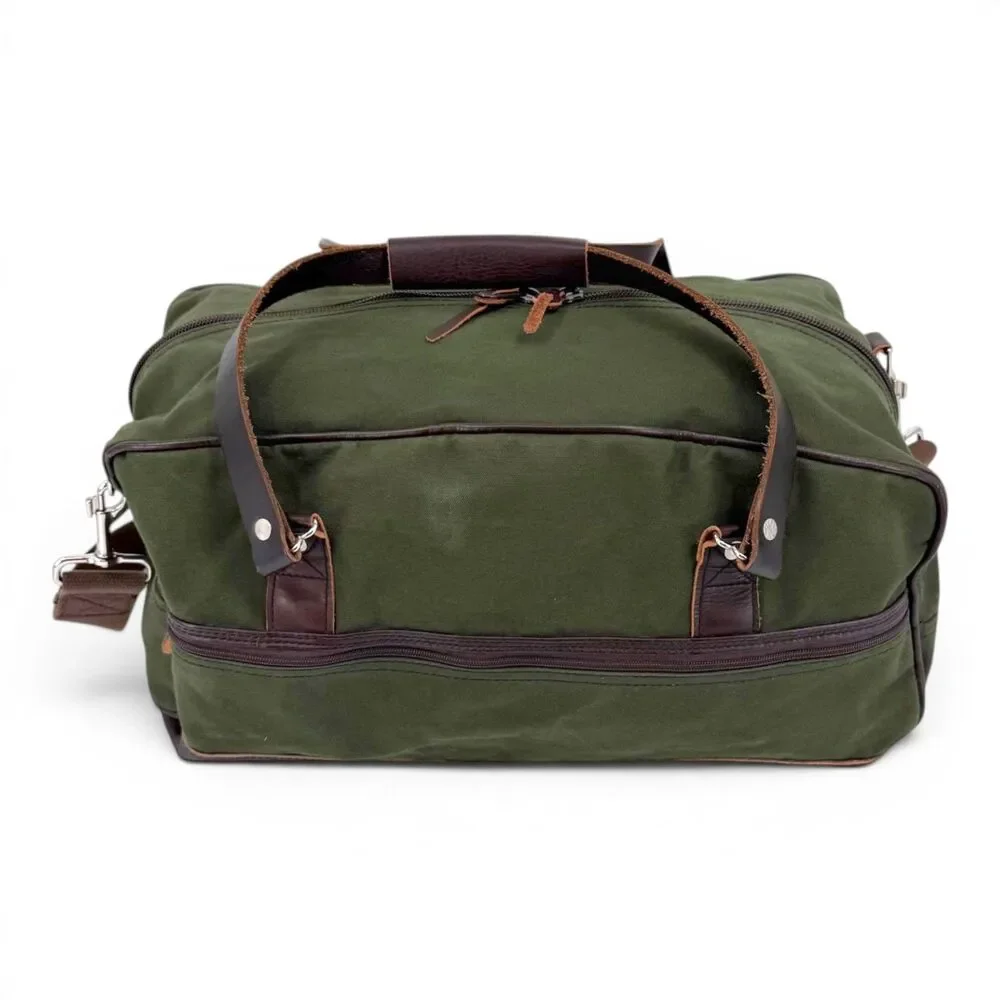Duluth Pack Canvas Leather Weekender Duffel Bag Olive Drab 33L